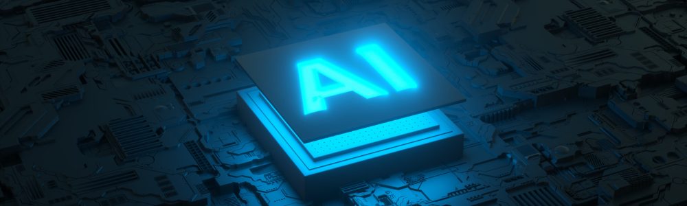 Circuit board and AI micro processor, Artificial intelligence of digital human. 3d render